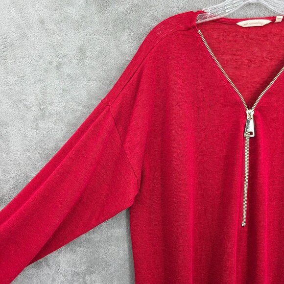 Soft Surroundings Valentina Zip Sweater Top 2X Sangria Red Slub Jersey Knit Soft - Picture 3 of 10